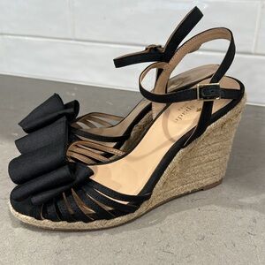 Kate Spade Black Wedge Sandals with Bow